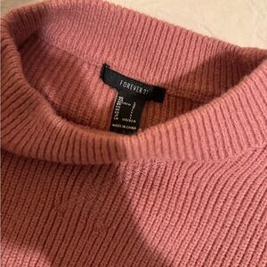 Forever 21 Dusty Rose Ribbed Turtleneck Sweater